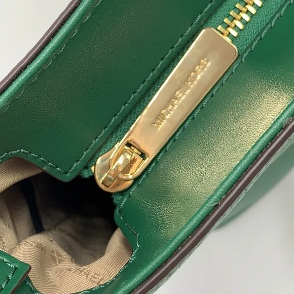Michael Kors Jet Set Item Medium Front Pocket Shoulder Chain Tote JEWEL GREEN
